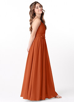 Azazie Astrid Junior Burnt Orange A-Line Floral Chiffon Dress image5