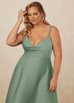 Christian Siriano Bridal for Azazie 1001 Bridesmaid Dresses Matcha A-Line Sweetheart Neckline Stretch Satin Dress image16