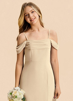 Azazie Lilly Junior Champagne A-Line Pleated Chiffon Dress image6