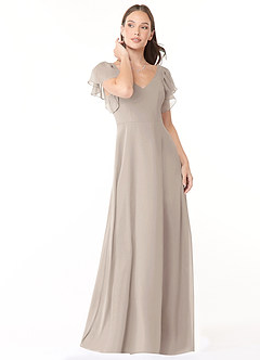 Azazie Syenna Bridesmaid Dresses Frost A-Line Ruched Chiffon Dress image1