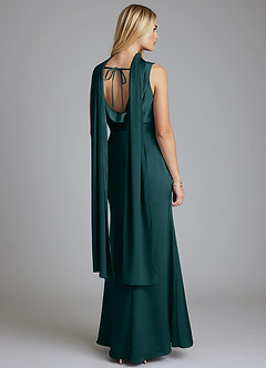 Azazie Tallie Bridesmaid Dresses Pine Mermaid Pleated Stretch Satin Dress image4