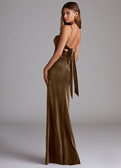 Azazie Mai Bridesmaid Dresses Mahogany Sheath Sweetheart Neckline Velvet Dress image2