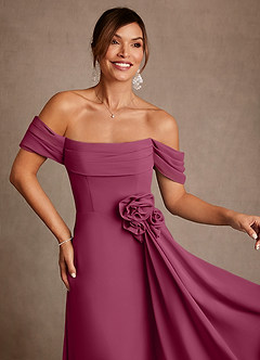 Azazie Amherst Final Sale Mulberry A-Line Off the Shoulder Chiffon Dress image6