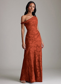 Azazie Emerson 신부 들러리 드레스 인어 오프 더 숄더 플로럴 번아웃 바닥 길이 드레스 image4