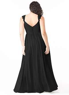 Azazie Cleobella Vestidos de damas de honor Vestido de Negro de Gasa de Corte en A con Corazón de encaje image9