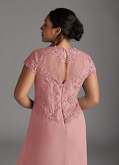 Azazie Junie Mother of the Bride Dresses Dusty Rose A-Line Lace Chiffon Dress image9