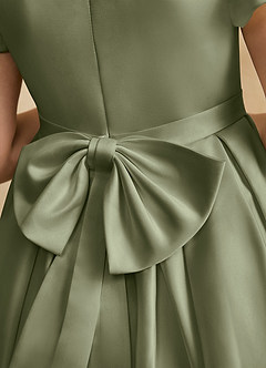 Azazie Pearl Blumenmädchenkleider Ballkleid Plissee Matte Satin Kleid Pistazie image8