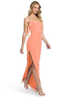 Azazie Jasmine Bridesmaid Dresses Sunset Sheath Side Slit Chiffon Dress image3