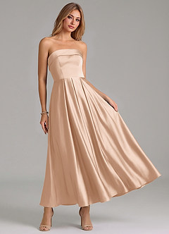 Azazie Lucienne Suknie dla druhen Linia A Pofałdowany Satyna elastyczna Długość kostki Sukienka image7