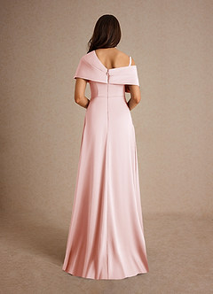 Azazie Milton Mother of the Bride Dresses Blushing Pink A-Line Pleated Stretch Satin Dress image4