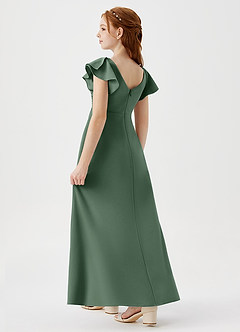 Azazie Omari Junior Eucalyptus A-Line Pleated Stretch Crepe Dress image6
