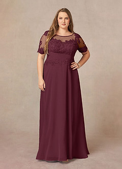 Azazie Raissa Kleider für die Brautmutter A-Linie Spitze Chiffon Kleid Cabernetrot image9
