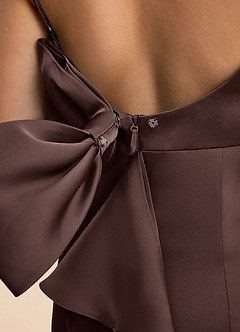 Azazie Lioren Junior Ganache Sheath Bow Stretch Satin Dress image6