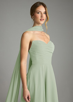 Azazie Ayla Abiti da Damigella Abito A-Line in Chiffon Scollo a Cuore Verde Salvia image6