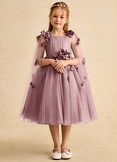 Azazie Staria Abiti da Ragazza di Fiori Abito Principessa in Tulle Increspato Rosa Polverosa image1