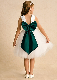 Azazie Dimple Abiti da Ragazza di Fiori Abito Principessa in Tulle Pizzo Avorio Pino image1