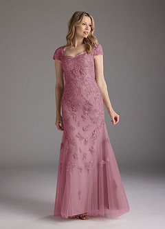 Azazie Marbella Mother of the Bride Dresses Vintage Mauve Mermaid Queen Anne Sequins Lace Dress image1