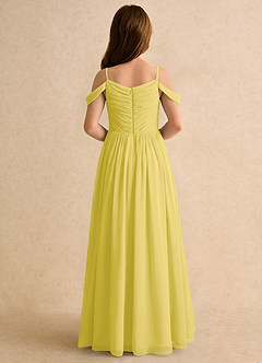 Azazie Chelo Girls Formal Abiti da Ragazza di Fiori Abito A-Line in Chiffon Plissettato Canarino image2