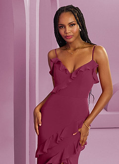 Barbie ♥ Azazie Bridesmaid Dresses Mulberry Sheath Chiffon Dress image12