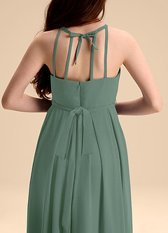 Azazie Arianthe Junior Eucalyptus A-Line Pleated Chiffon Dress image8