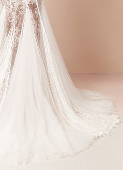 Azazie Mireya Wedding Dresses Diamond White Mocha Sheath Sequins Tulle Dress image10