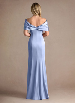 Azazie Auberdeen Mother of the Bride Dresses Ice Mermaid Pleated Stretch Satin Dress image3