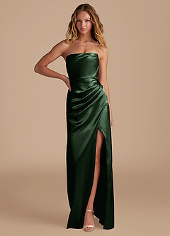 Azazie Leonis Bridesmaid Dresses Eucalyptus Mermaid Pleated Metallic Satin Convertible Dress image1