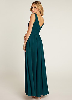 Azazie Pierrette Bridesmaid Dresses Pine A-Line Pleated Chiffon Dress image4