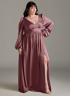 Azazie Norah Brautjungfernkleider A-Linie Stretch-Satin Kleid Vintage Mauve image9