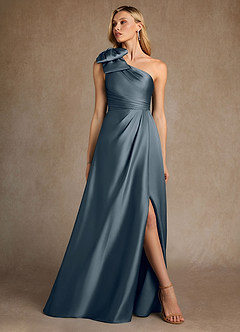 Azazie Easton Mother of the Bride Dresses Twilight A-Line One Shoulder Stretch Satin Dress image4