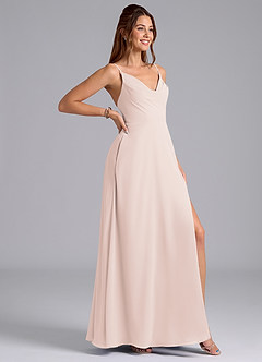 Azazie Sarella Bridesmaid Dresses Rose Petal A-Line with Pockets Chiffon Dress image3