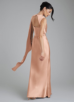 Azazie Taj Abiti da Damigella Abito Sirena in Raso Elasticizzato Corsetto Oro Rosa image8