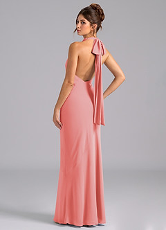 Azazie Velli Bridesmaid Dresses Coral Mermaid Bow Chiffon Dress image7