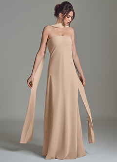 Azazie Ilana Bridesmaid Dresses Taupe A-Line Strapless Chiffon Dress image1