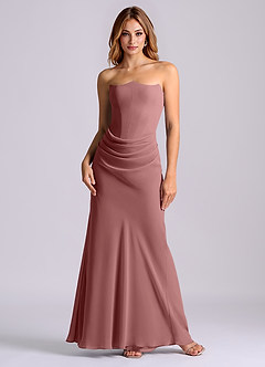 Azazie Debby Bridesmaid Dresses Desert Rose Mermaid Strapless Chiffon Dress image1