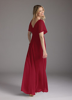 Azazie Alessa Mother of the Bride Dresses Burgundy A-Line V-Neck Pleated Chiffon Dress image5
