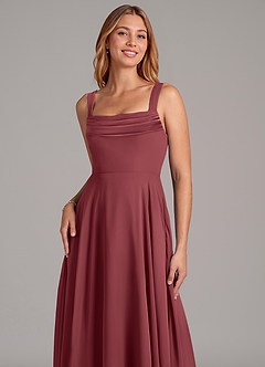 Azazie Shaude Bridesmaid Dresses Merlot A-Line Pleated Chiffon Dress image5