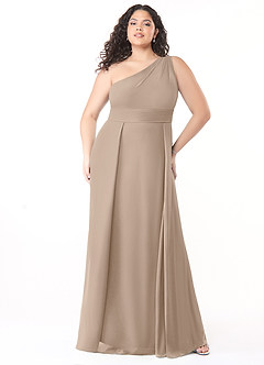 Azazie Dallas Bridesmaid Dresses Taupe A-Line One Shoulder Chiffon Dress image6