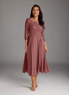 Azazie Marge Mother of the Bride Dresses Desert Rose A-Line Scoop Lace Chiffon Dress image2