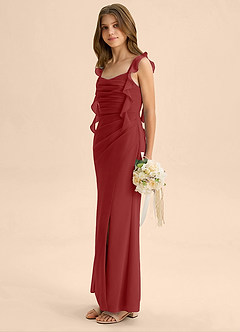 Azazie Jessamine Junior Rust Mermaid Sweetheart Neckline Chiffon Dress image5