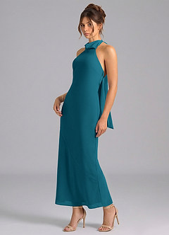 Azazie Velli Abiti da Damigella Abito Sirena in Chiffon Collo Alto Blu Inchiostro image1