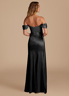 Azazie Amyra Brautjungfernkleider Wandelbar Meerjungfrau-Linie Herzausschnitt Metallischer Satin Kleid Schwarz image6