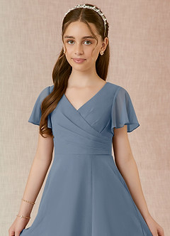 Azazie Induh Junior Twilight A-Line Ruched Chiffon Dress image4