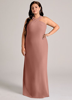 Azazie Doretta Bridesmaid Dresses Cedar Rose Mermaid Pleated Chiffon Dress image8