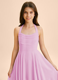 Azazie Kady Junior Robe Trapèze en Mousseline de soie Encolure en Forme de Cœur Rose Bonbon image6