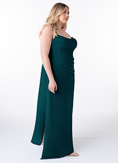 Azazie Mai Bridesmaid Dresses Pine Sheath Pleated Chiffon Dress image10