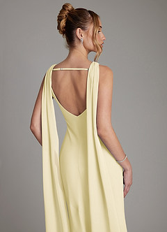 Azazie Essence Bridesmaid Dresses Lemon Sorbet Sheath Chiffon Dress image7
