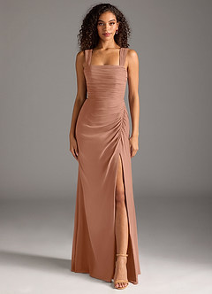 Azazie Jesaphine Bridesmaid Dresses Bronzer Sheath Bow Chiffon Dress image5