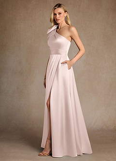 Azazie Easton Mother of the Bride Dresses Blushing Pink A-Line One Shoulder Stretch Satin Dress image2