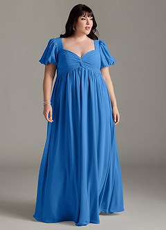 Azazie Madisynn Brautjungfernkleider für Schwangere Schleifen Chiffon Bodenlänge Kleid image5